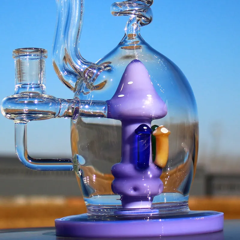 11" Spiral Mushroom Recycler Water Bong with Circ Perc