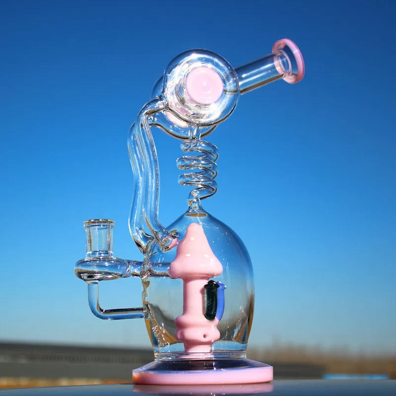 11" Spiral Mushroom Recycler Water Bong with Circ Perc