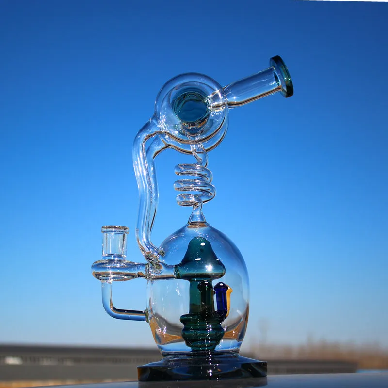 11" Spiral Mushroom Recycler Water Bong with Circ Perc