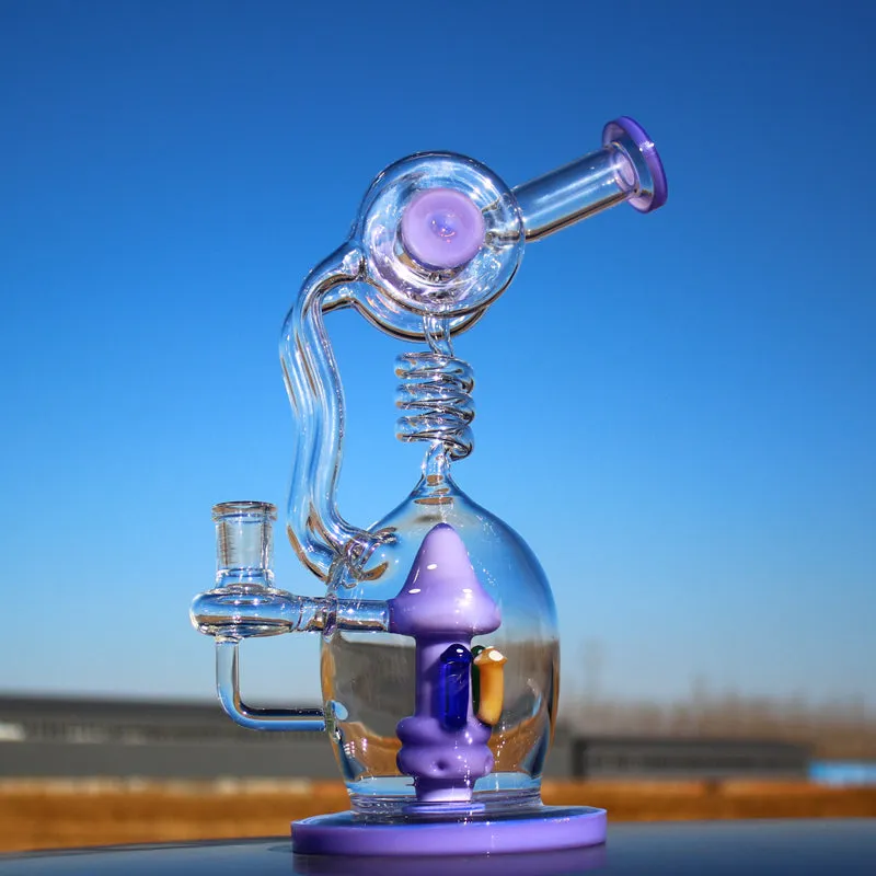 11" Spiral Mushroom Recycler Water Bong with Circ Perc