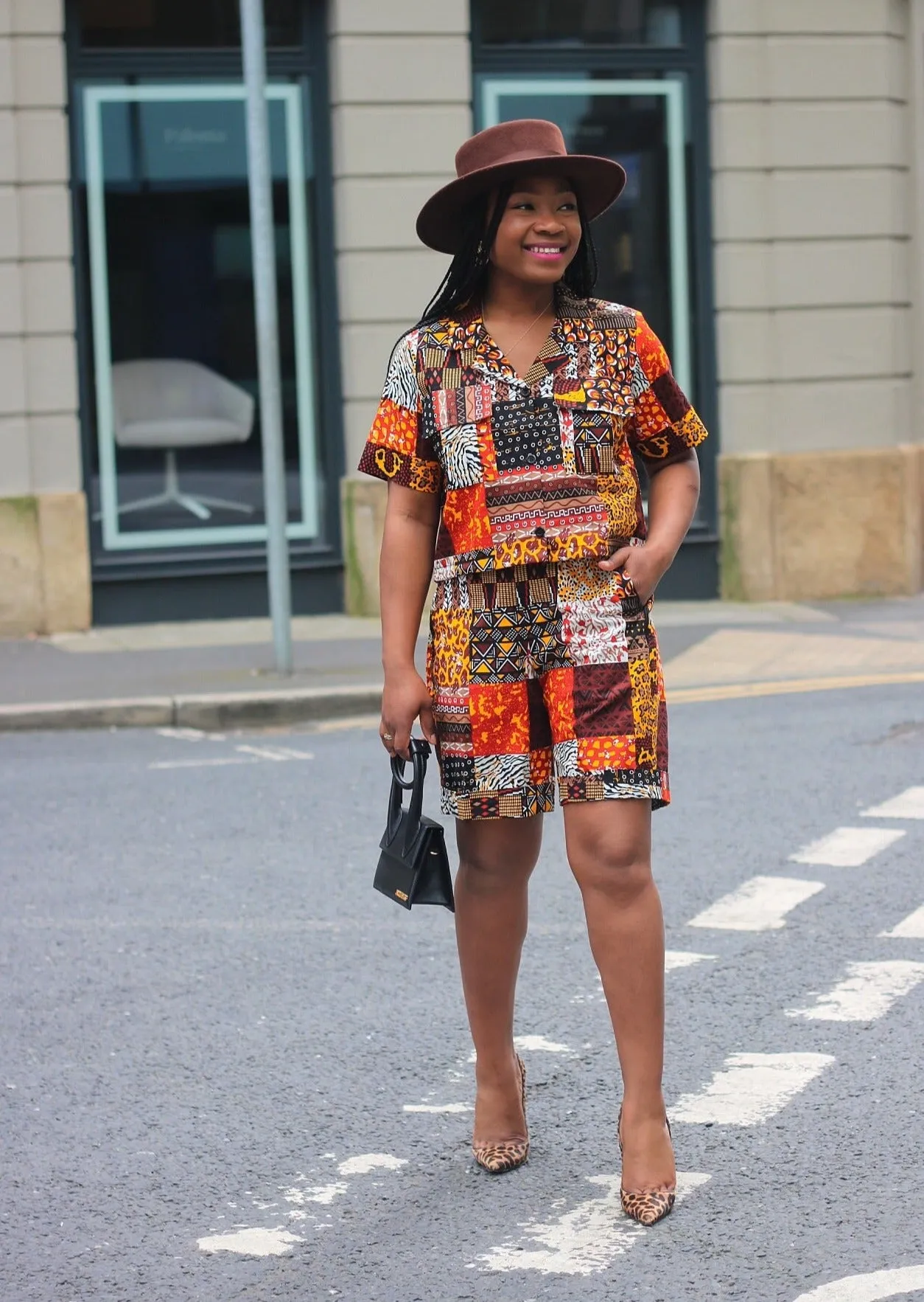 2 Pc African Print  Crop Top and Shorts Set- Hamdi