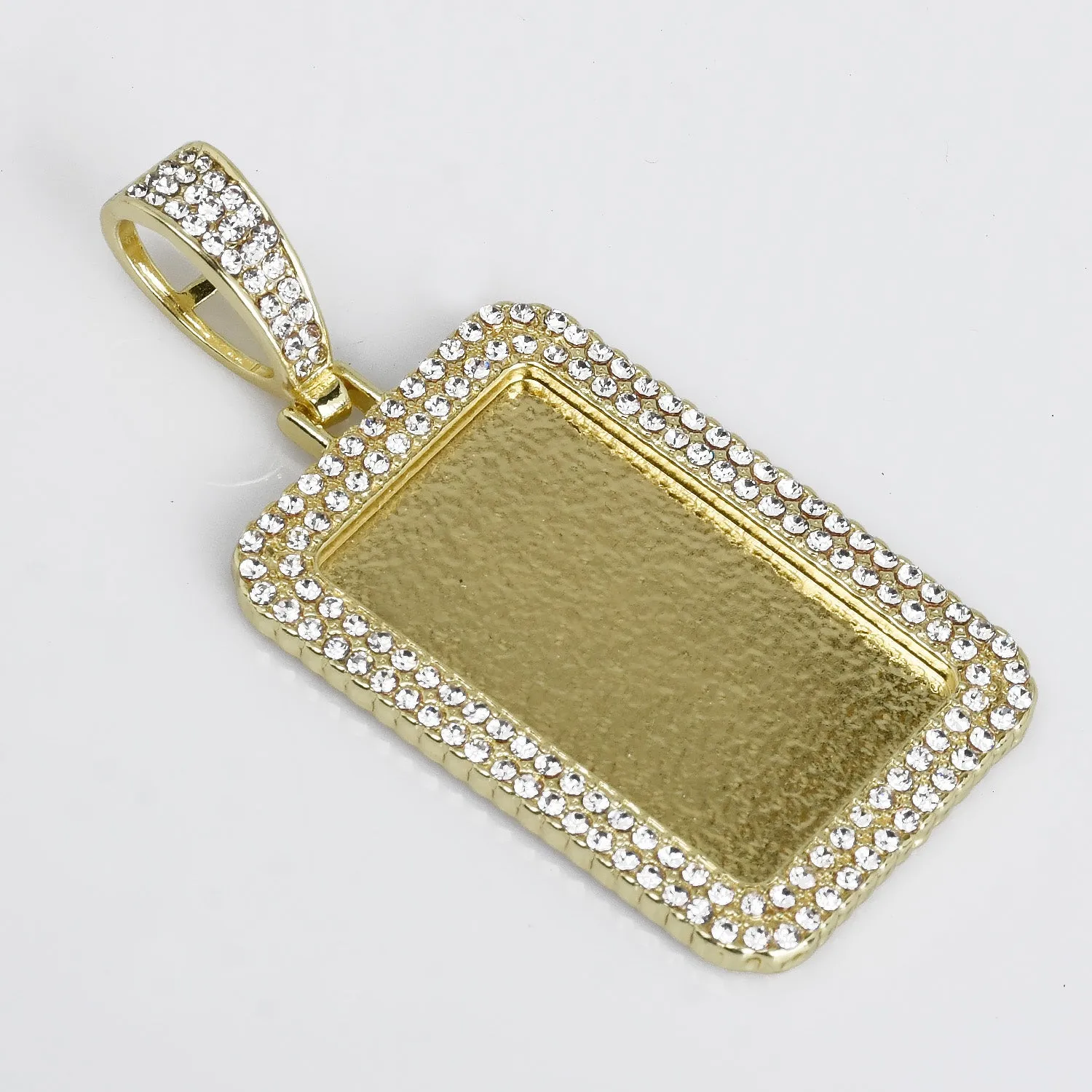 21*34mm Rectangle Picture Pendant Double Zircon Pendant Real Gold Plated Hip Hop Pendant For Gift 2 pieces/lot 103285