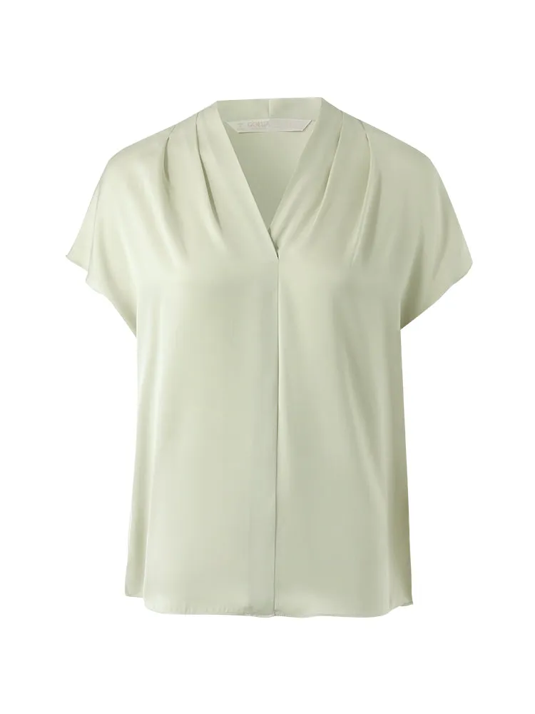 22 Momme Mulberry Silk V-Neck Pleated Women Top