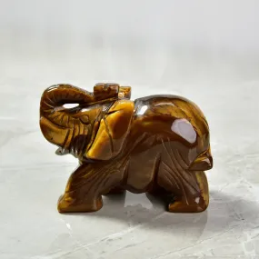 4 Tiger Eye Elephant Natural Gemstone Carving