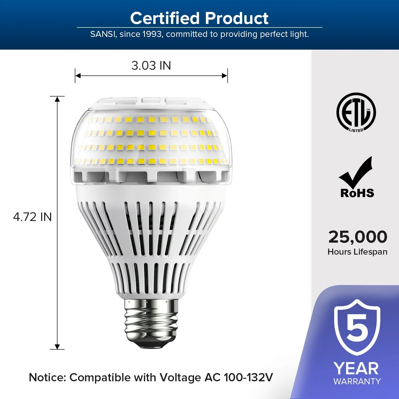 A21 22W LED 3000K/5000K Light Bulb