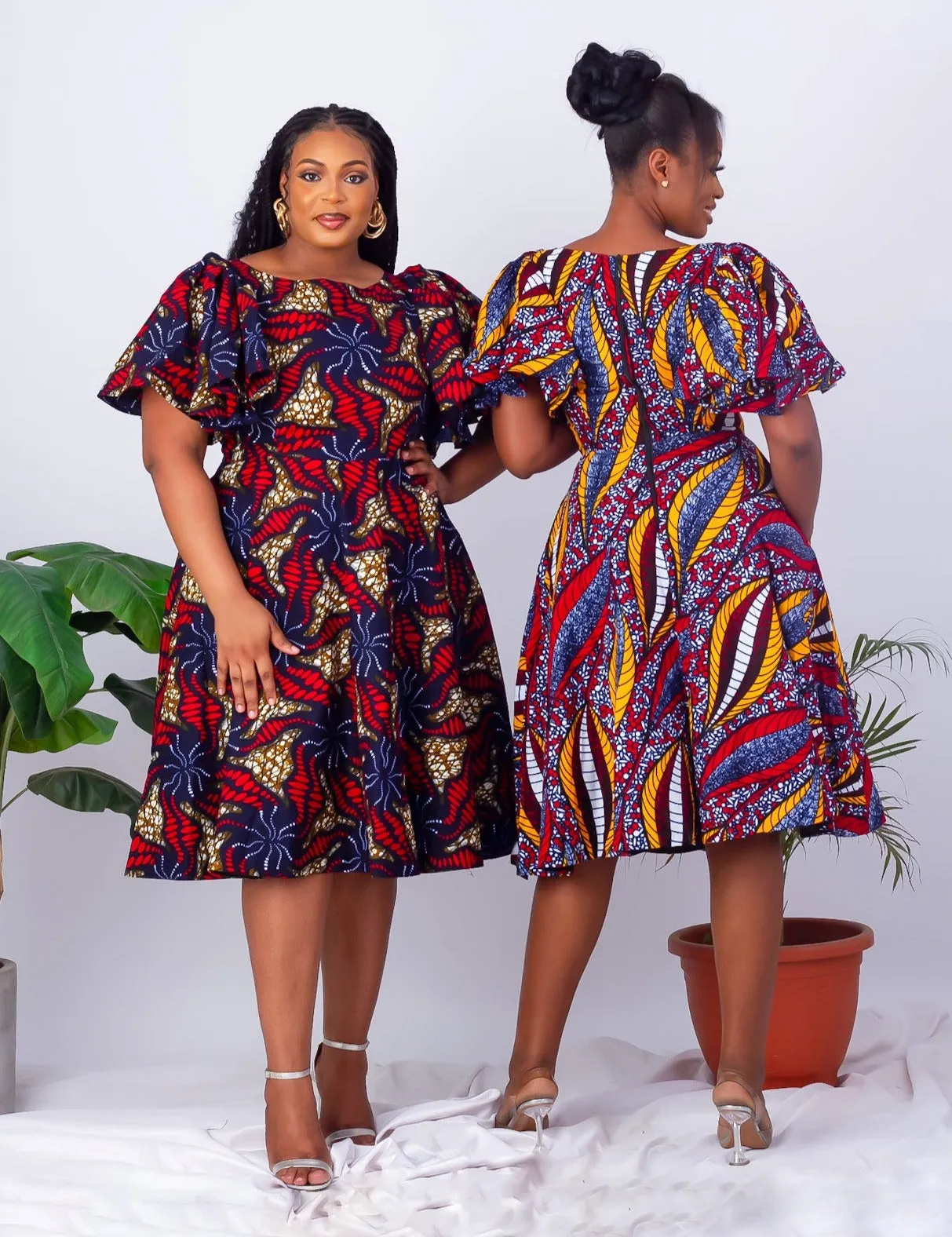 African Print Flare Midi Dress - Bunmi