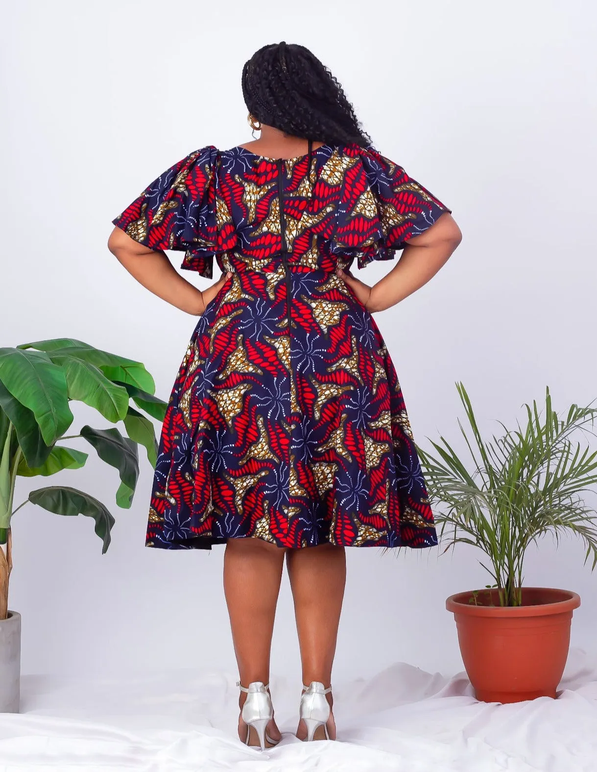 African Print Flare Midi Dress - Bunmi