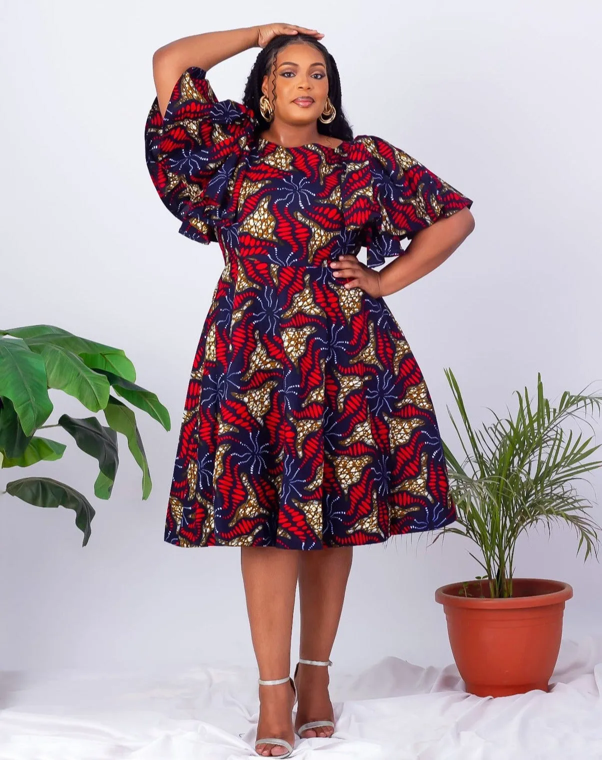 African Print Flare Midi Dress - Bunmi