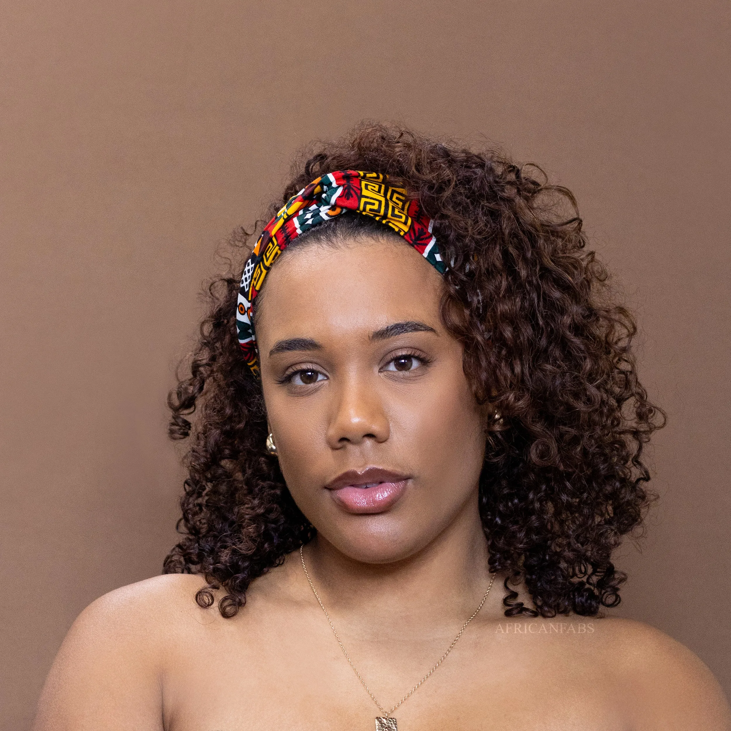 African print Headband - Adults - Hair Accessories - Kente Mud yellow / orange