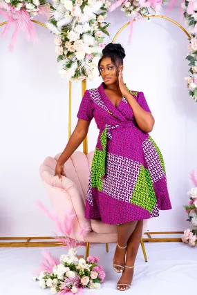 African Print Wrap Midi Dress - Isoken