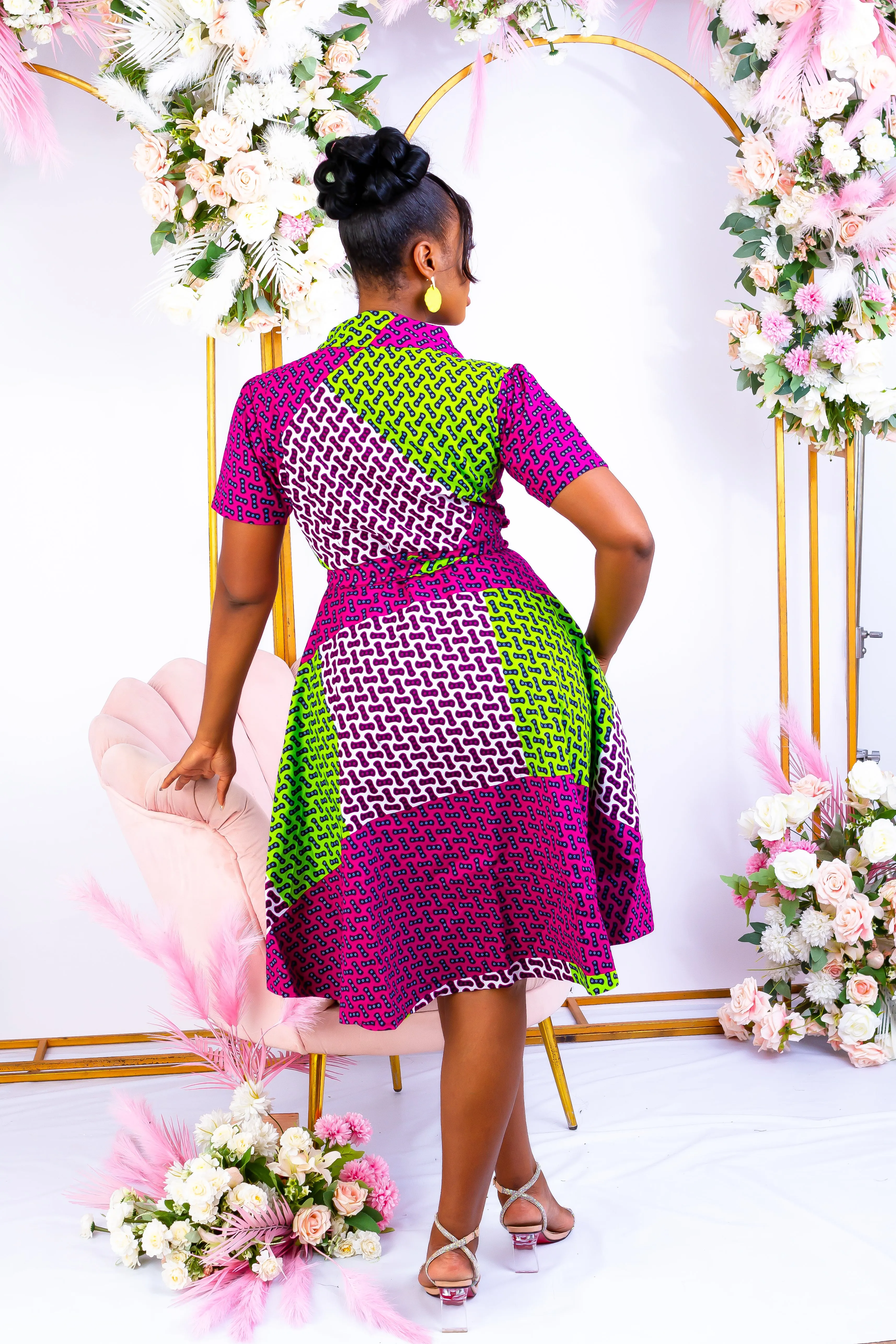 African Print Wrap Midi Dress - Isoken