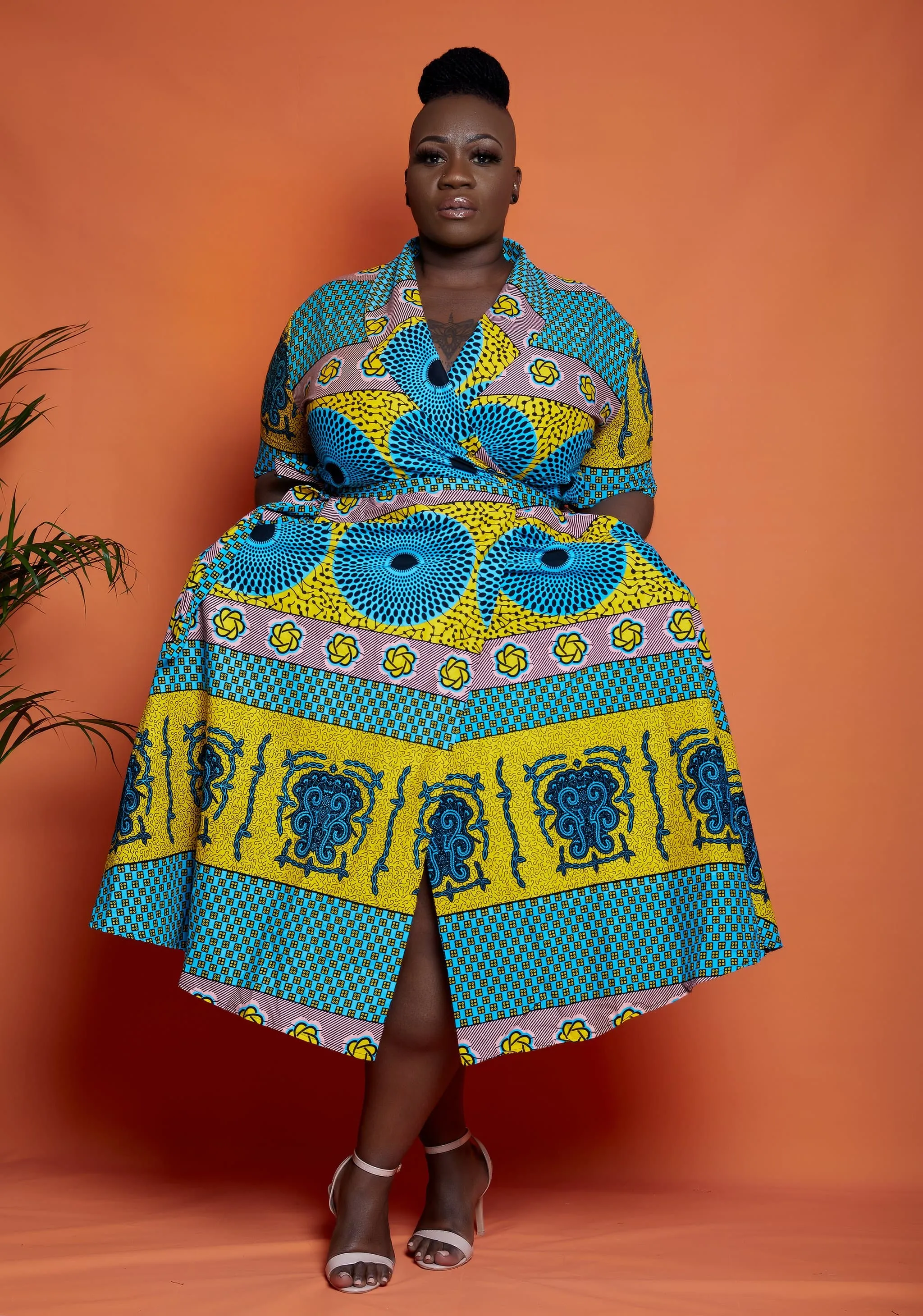 African Print Wrap Midi Dress - Kemmy