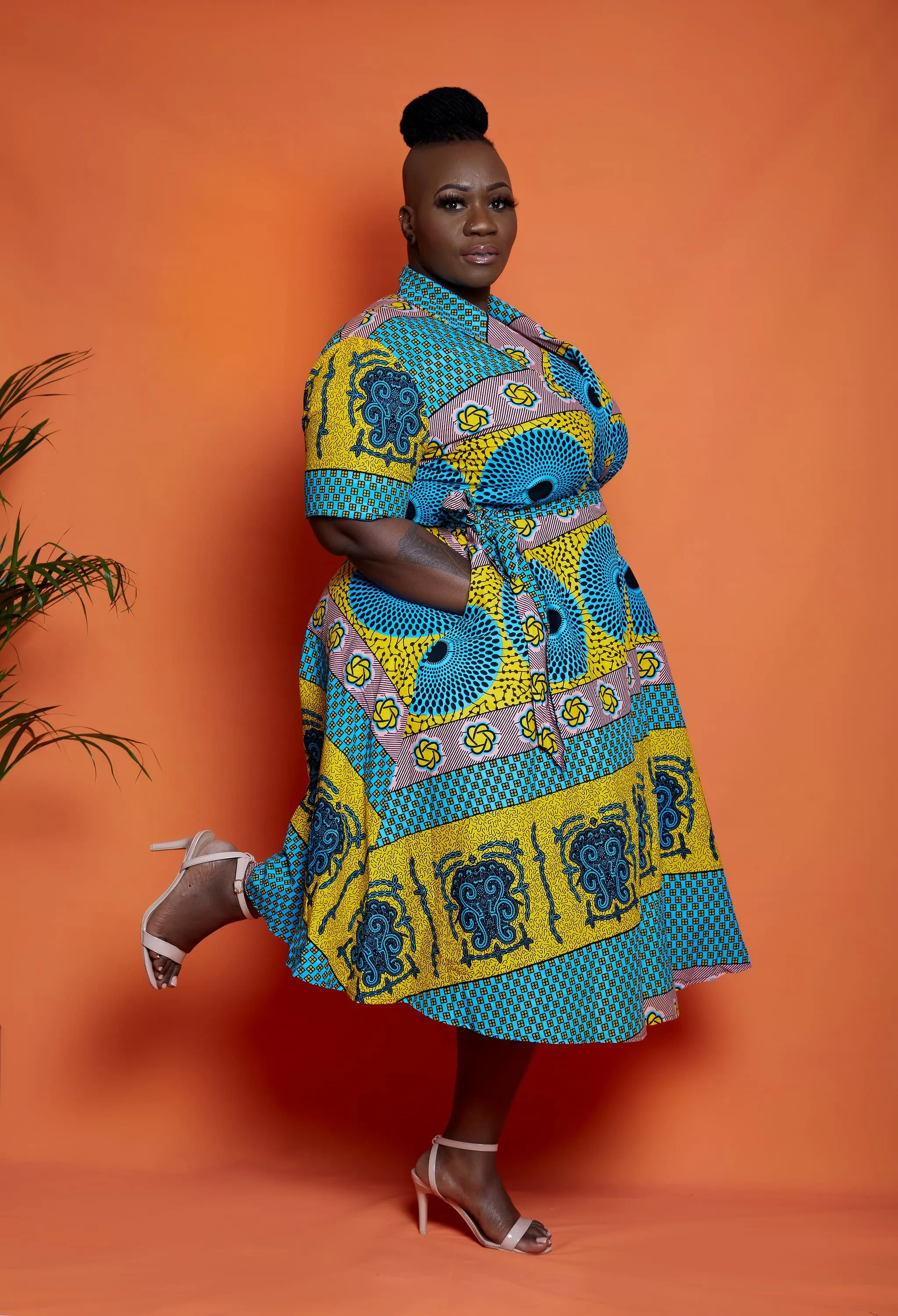 African Print Wrap Midi Dress - Kemmy