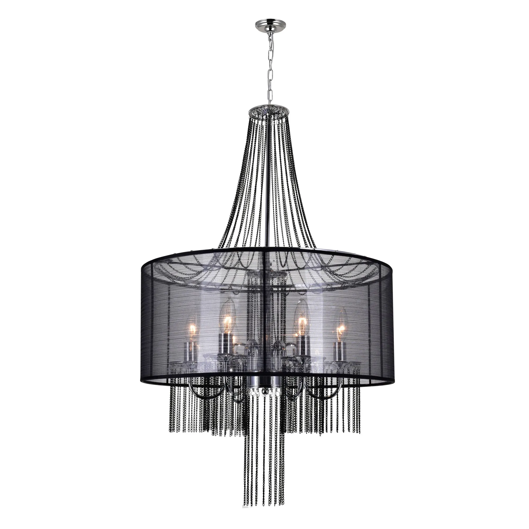 AMELIA 6 LIGHT DRUM SHADE CHANDELIER- CHROME