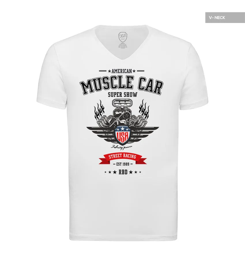 American Muscle Car Stylish Mens White T-shirt MD882