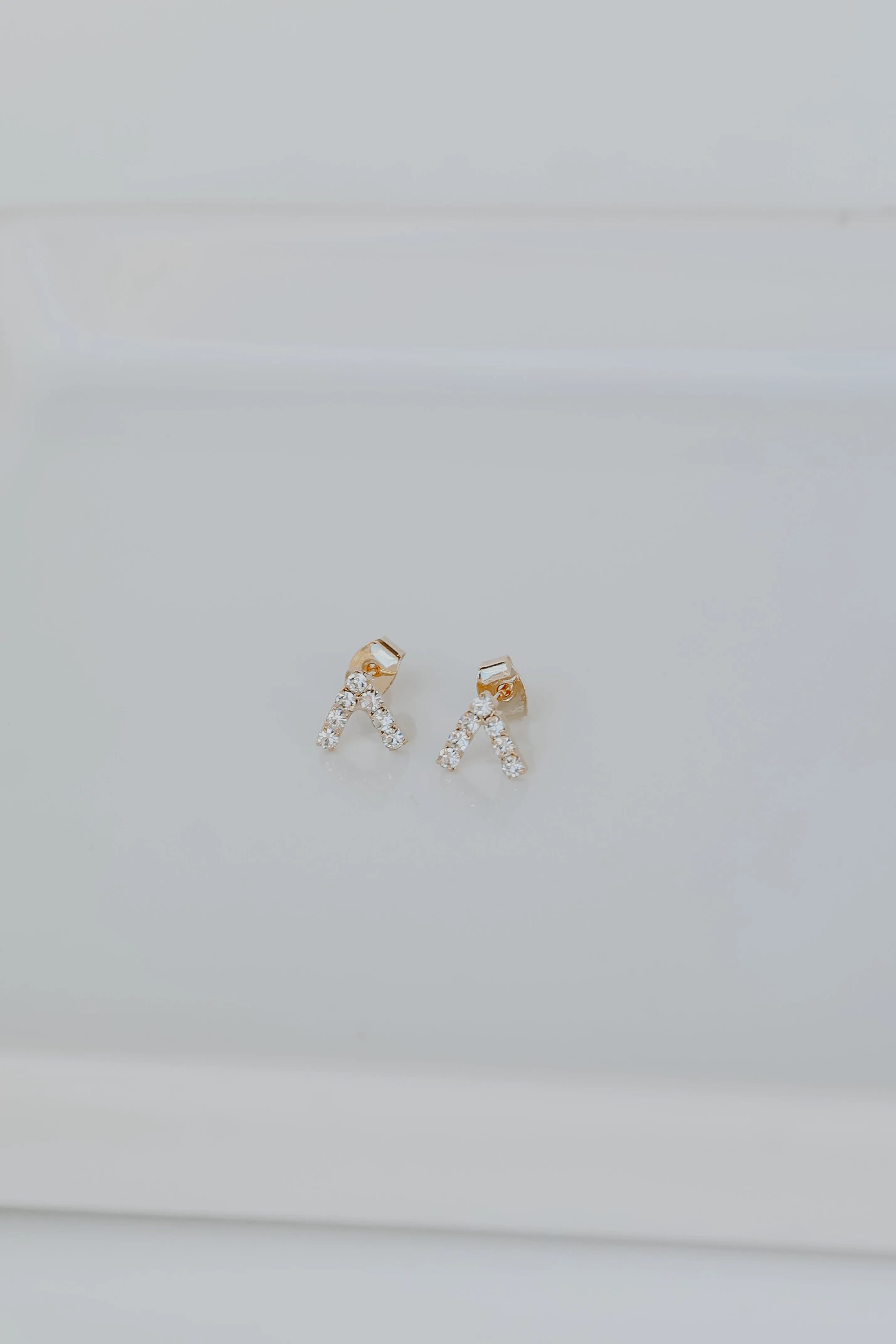 Annie Gold Rhinestone V Stud Earrings