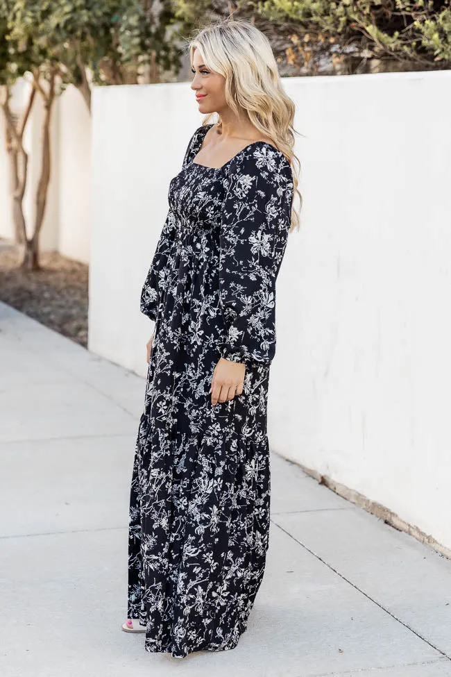 Another Love Song Black Floral Square Neck Maxi Dress FINAL SALE