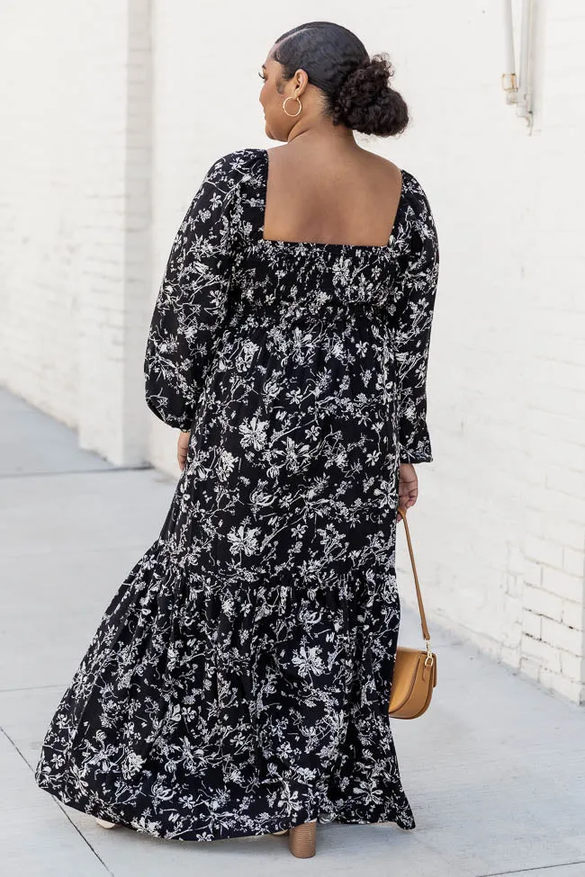 Another Love Song Black Floral Square Neck Maxi Dress FINAL SALE