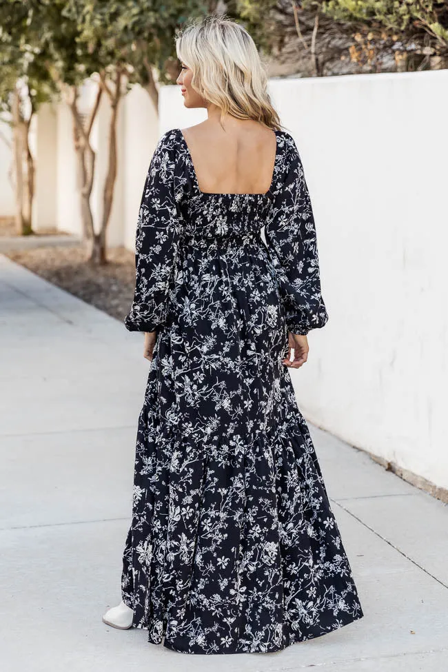 Another Love Song Black Floral Square Neck Maxi Dress FINAL SALE