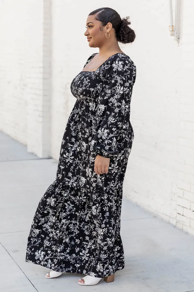 Another Love Song Black Floral Square Neck Maxi Dress FINAL SALE