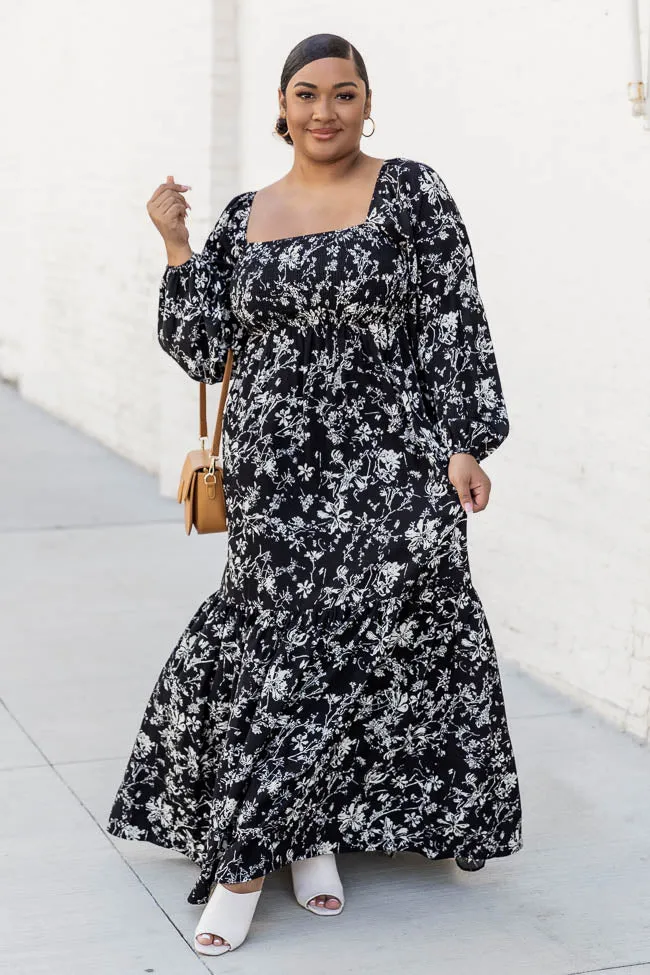 Another Love Song Black Floral Square Neck Maxi Dress FINAL SALE