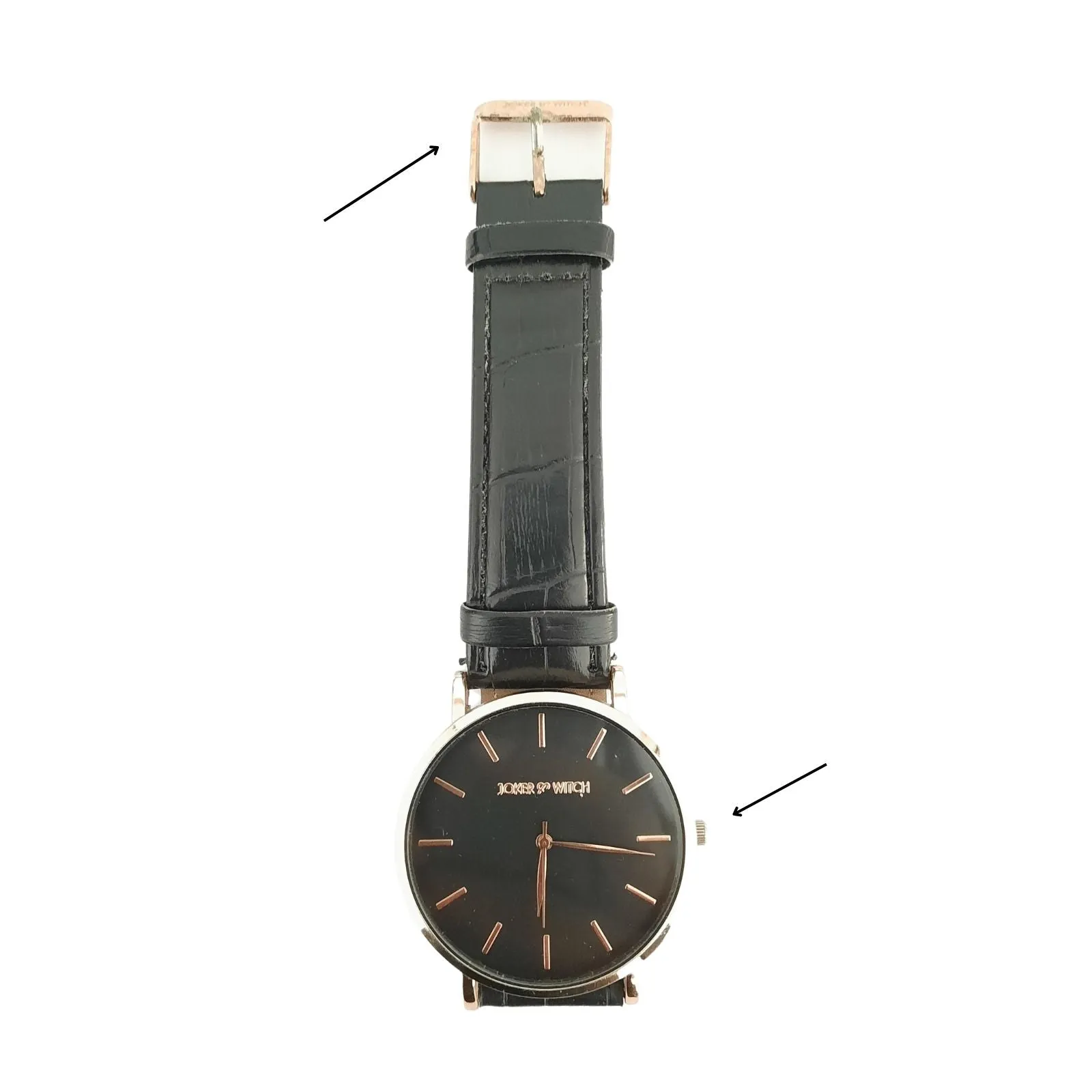 Ariana Rosegold Black Croc Strap Watch SAMPLE