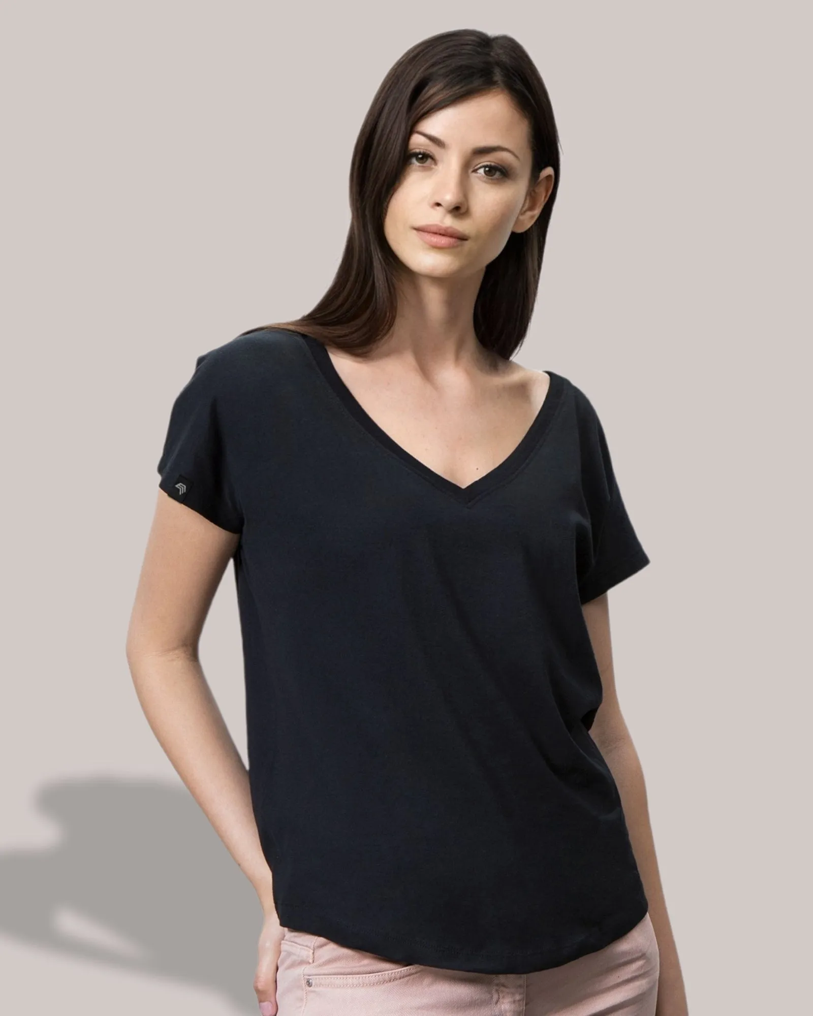 Auslaufartikel ― MTS M147 ― Damen Bio-Baumwolle V-Neck T-Shirt - Heather Grau Melange