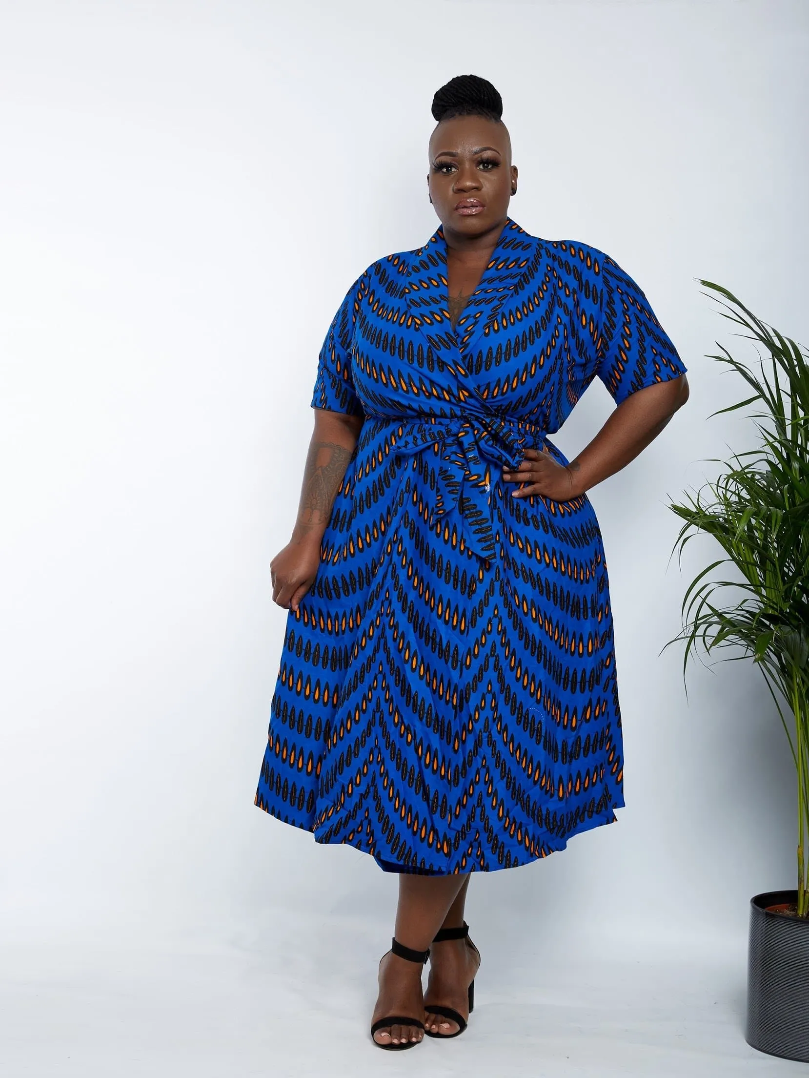 BACK IN STOCK - African Print Wrap Midi Dress - Lola