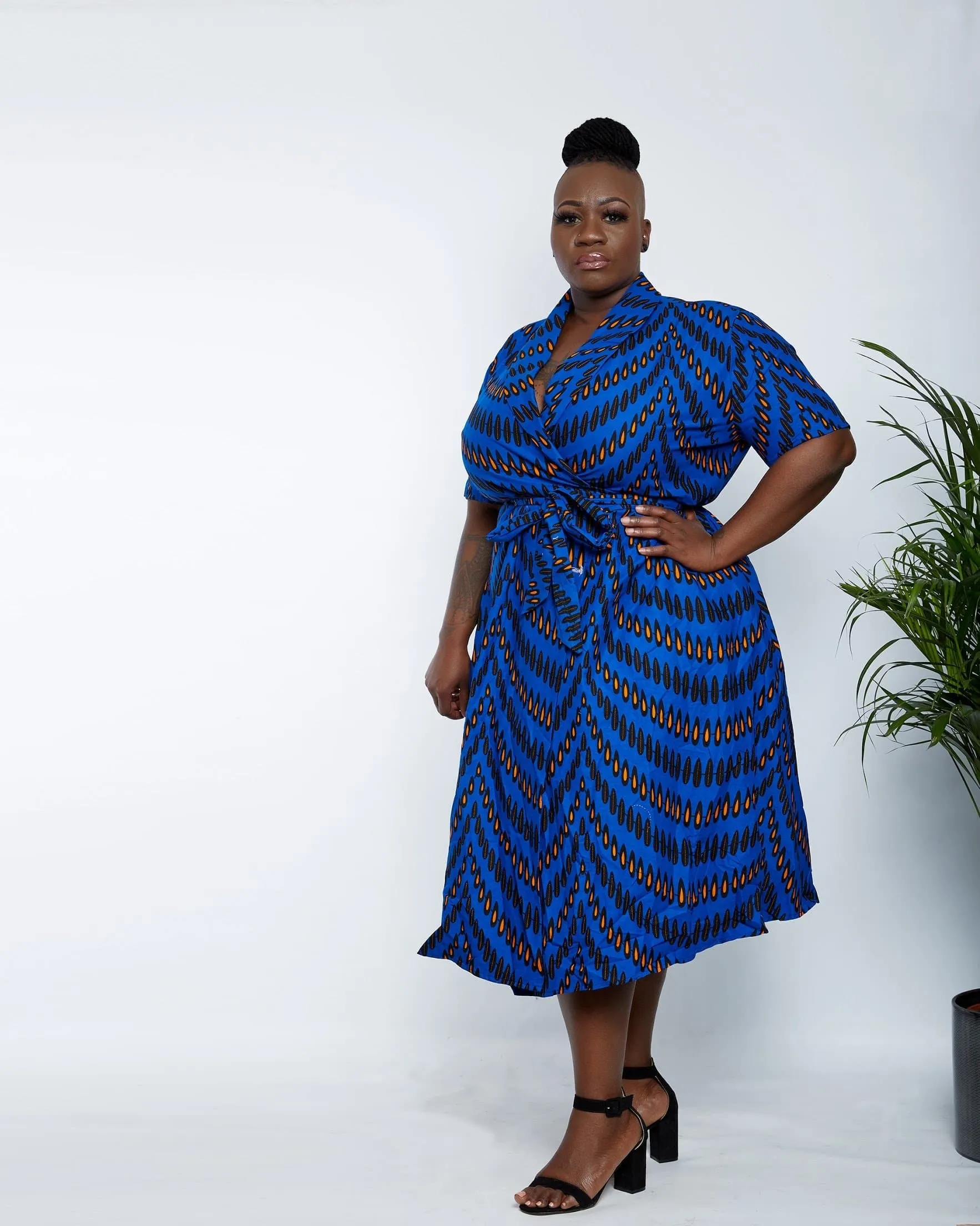 BACK IN STOCK - African Print Wrap Midi Dress - Lola