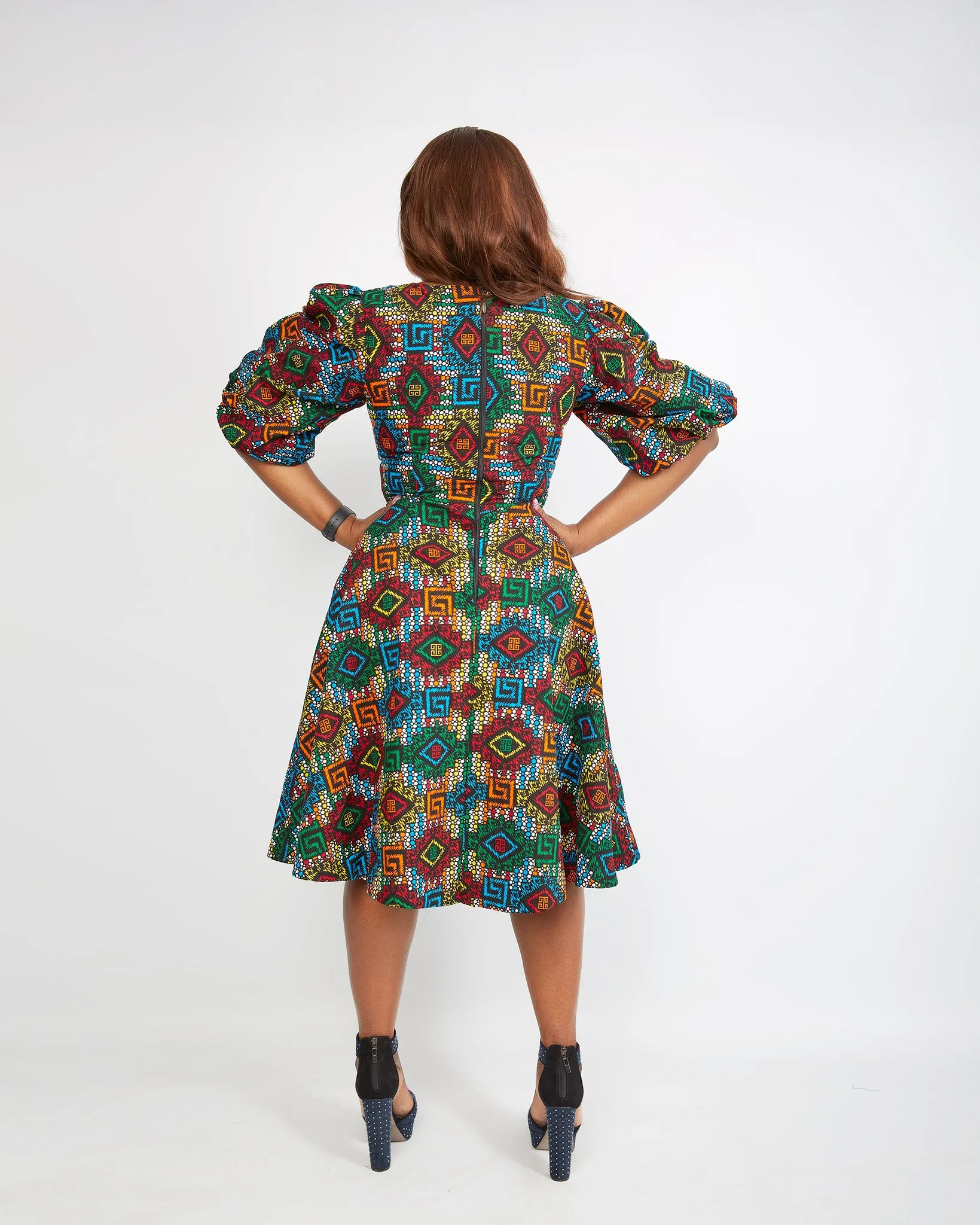 BACK IN STOCK - Just Arrived African Print Flare Midi Dress - Ayanna