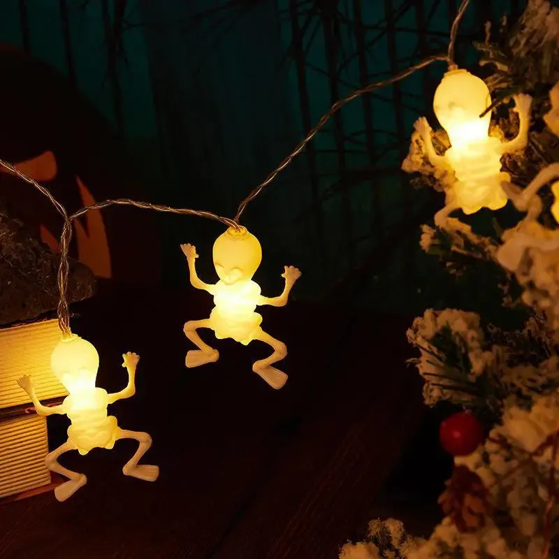 Battery-Operated LED String Halloween Skull Lights