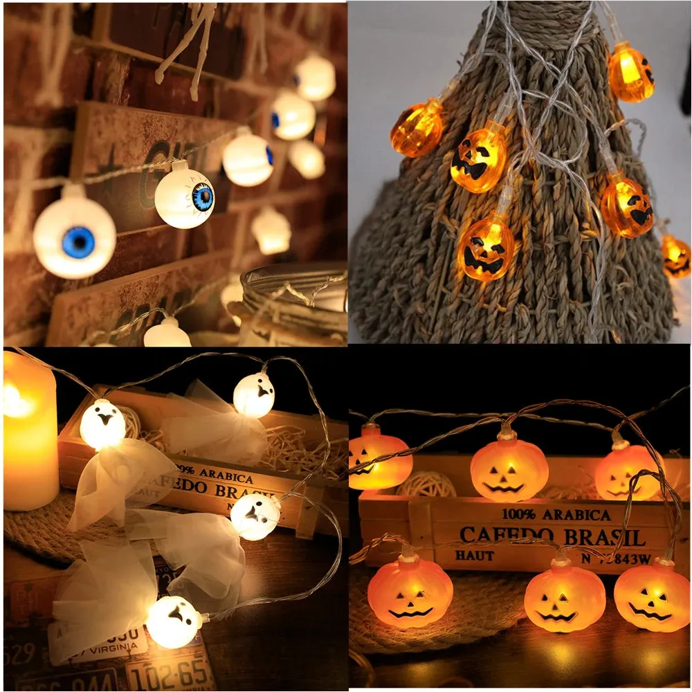 Battery-Operated LED String Halloween Skull Lights