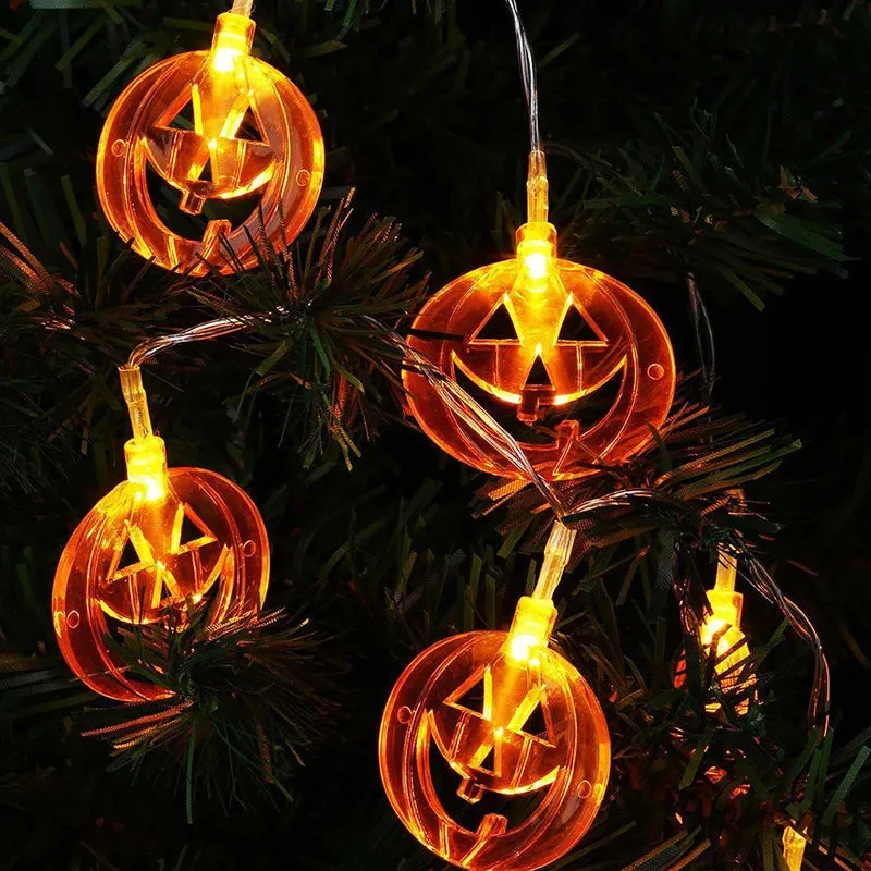 Battery-Operated LED String Halloween Skull Lights