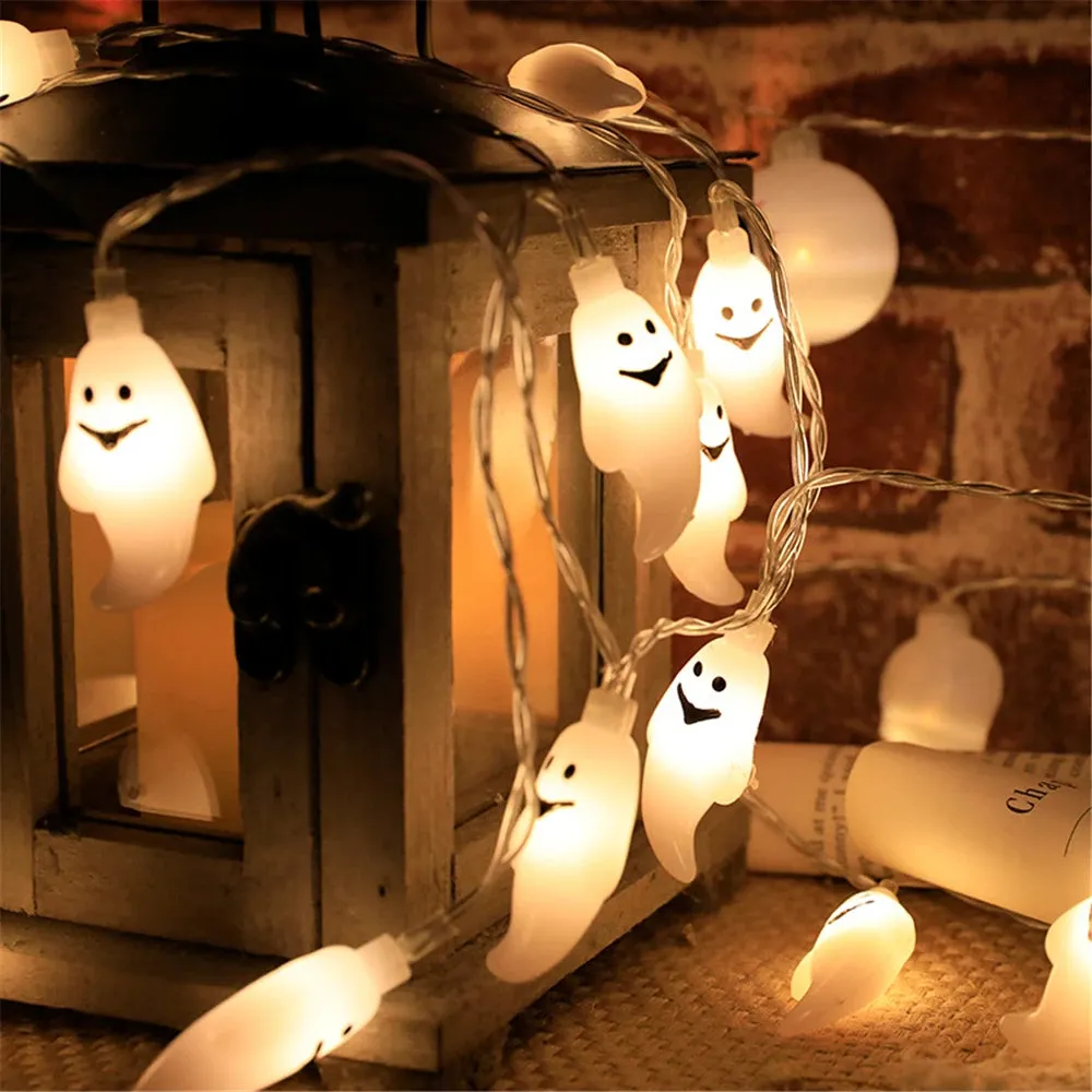 Battery-Operated LED String Halloween Skull Lights