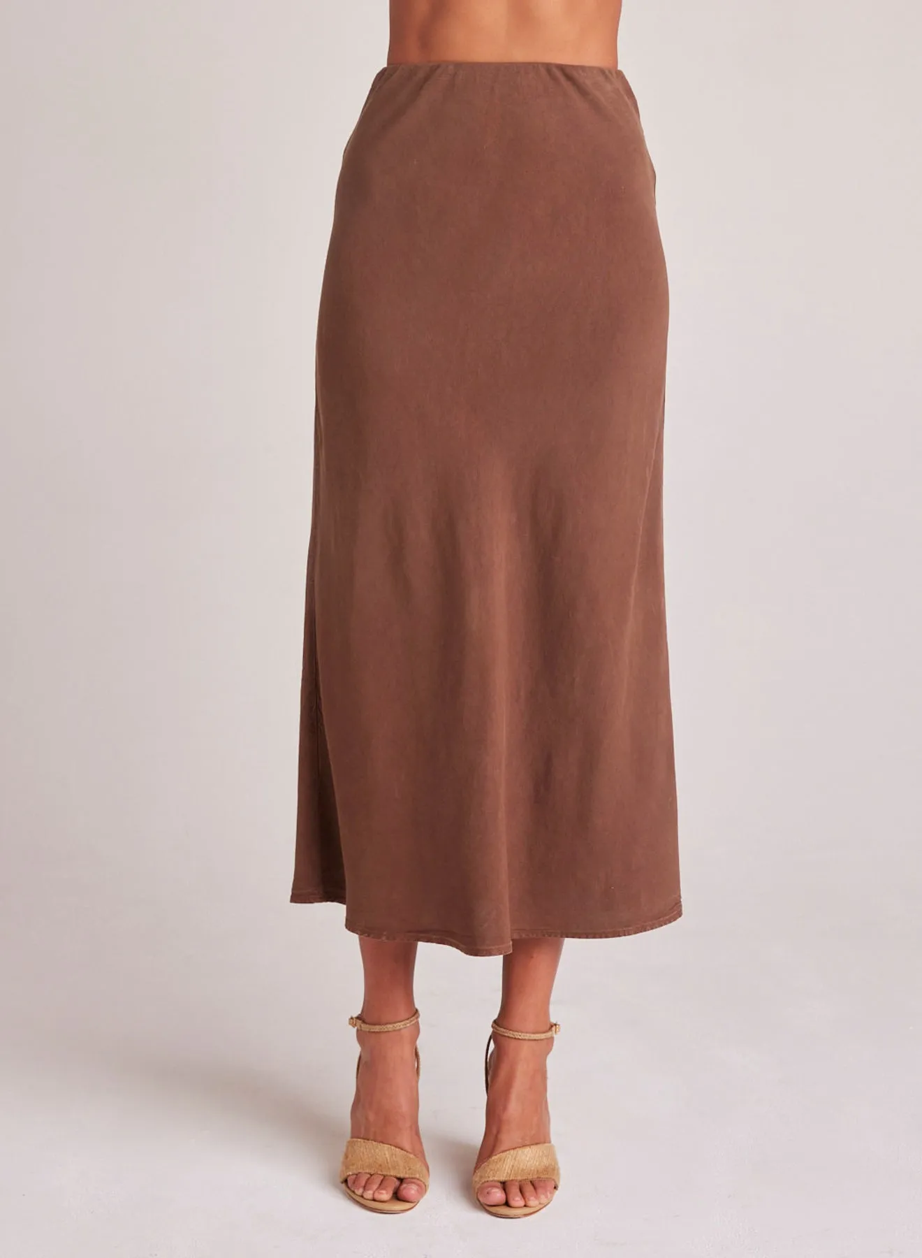 Bias Midi Skirt - Botanical Brown