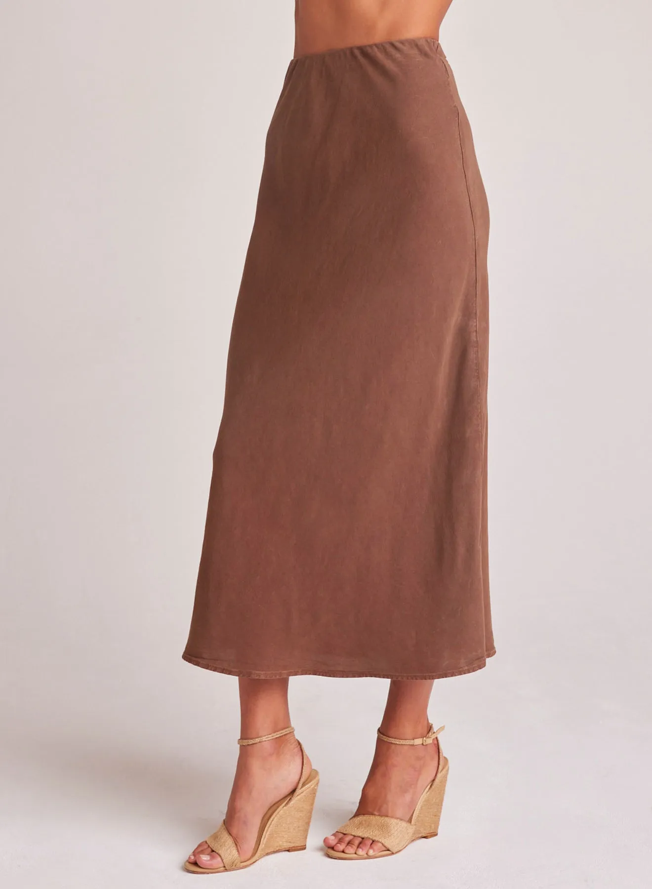 Bias Midi Skirt - Botanical Brown