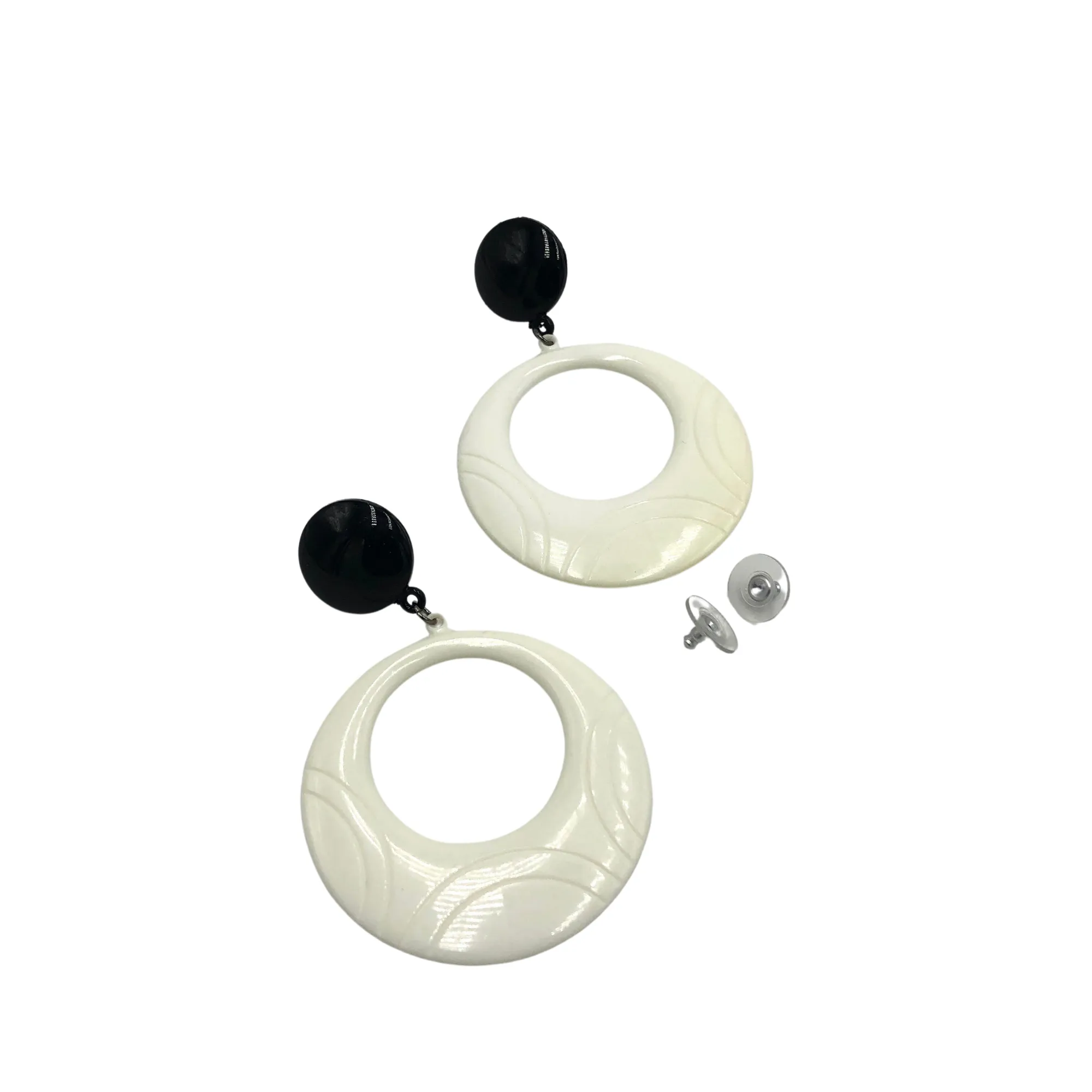 Black & Cream Deco Donut Earrings