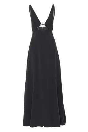 Black Deep V Open Back Maxi Dress