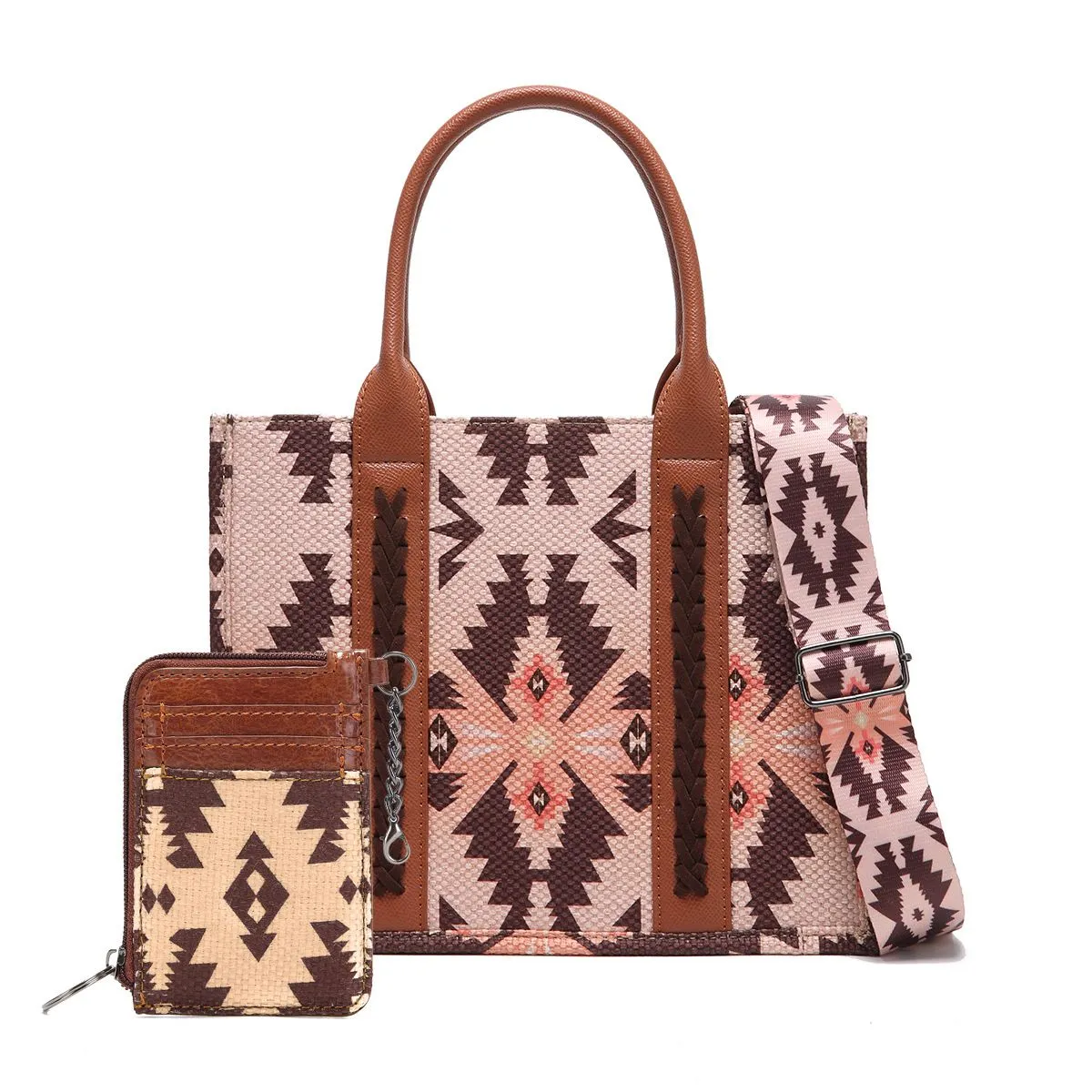 Boho Southwestern Print Crossbody Canvas Tote Bag