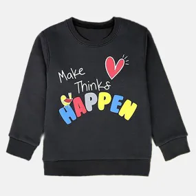 C1311 MM Make Thinks Happy Black Sweat Shirt