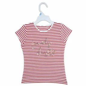 C1594 BNG Lovely Day Cut Lable Red with White Stripes T-Shirt