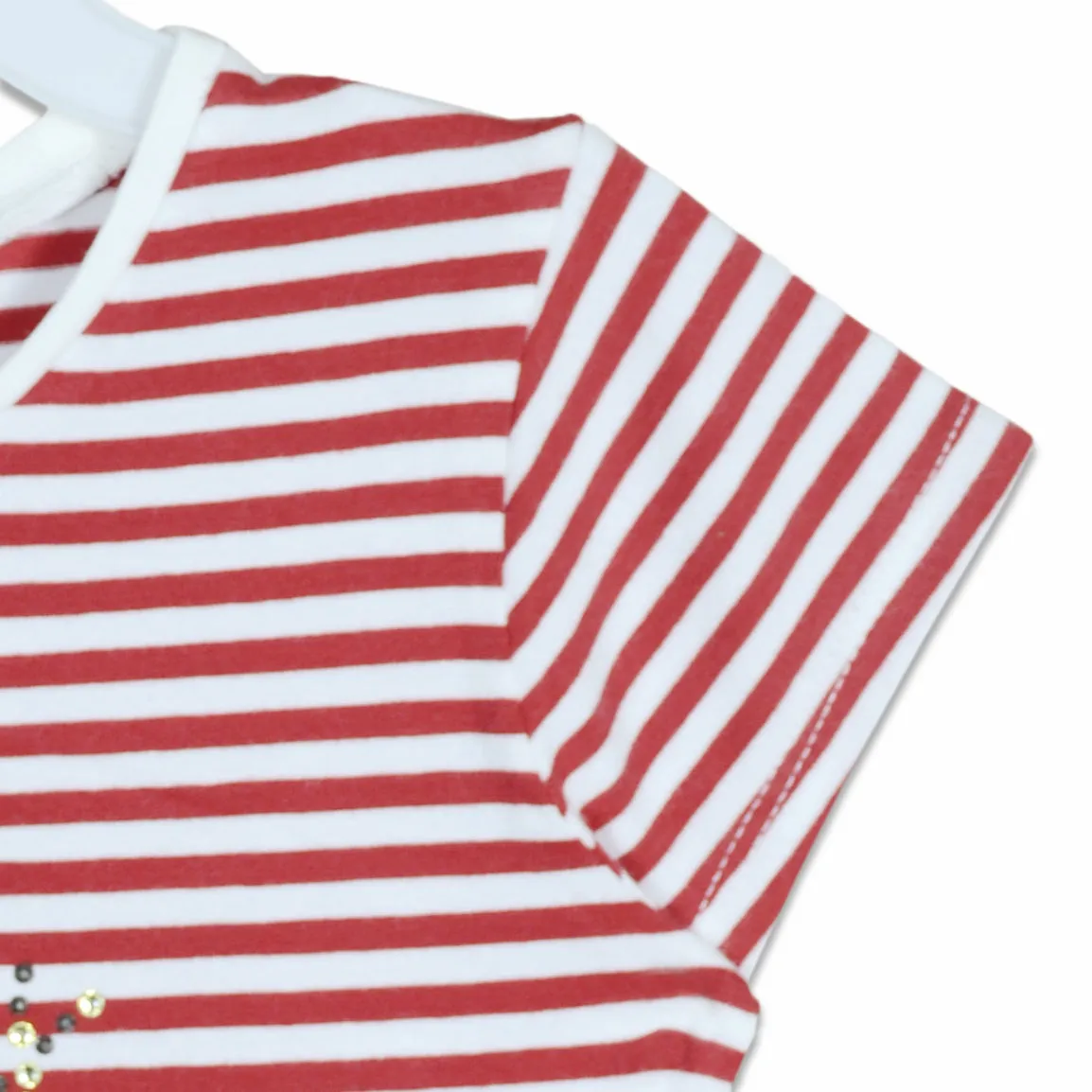 C1594 BNG Lovely Day Cut Lable Red with White Stripes T-Shirt