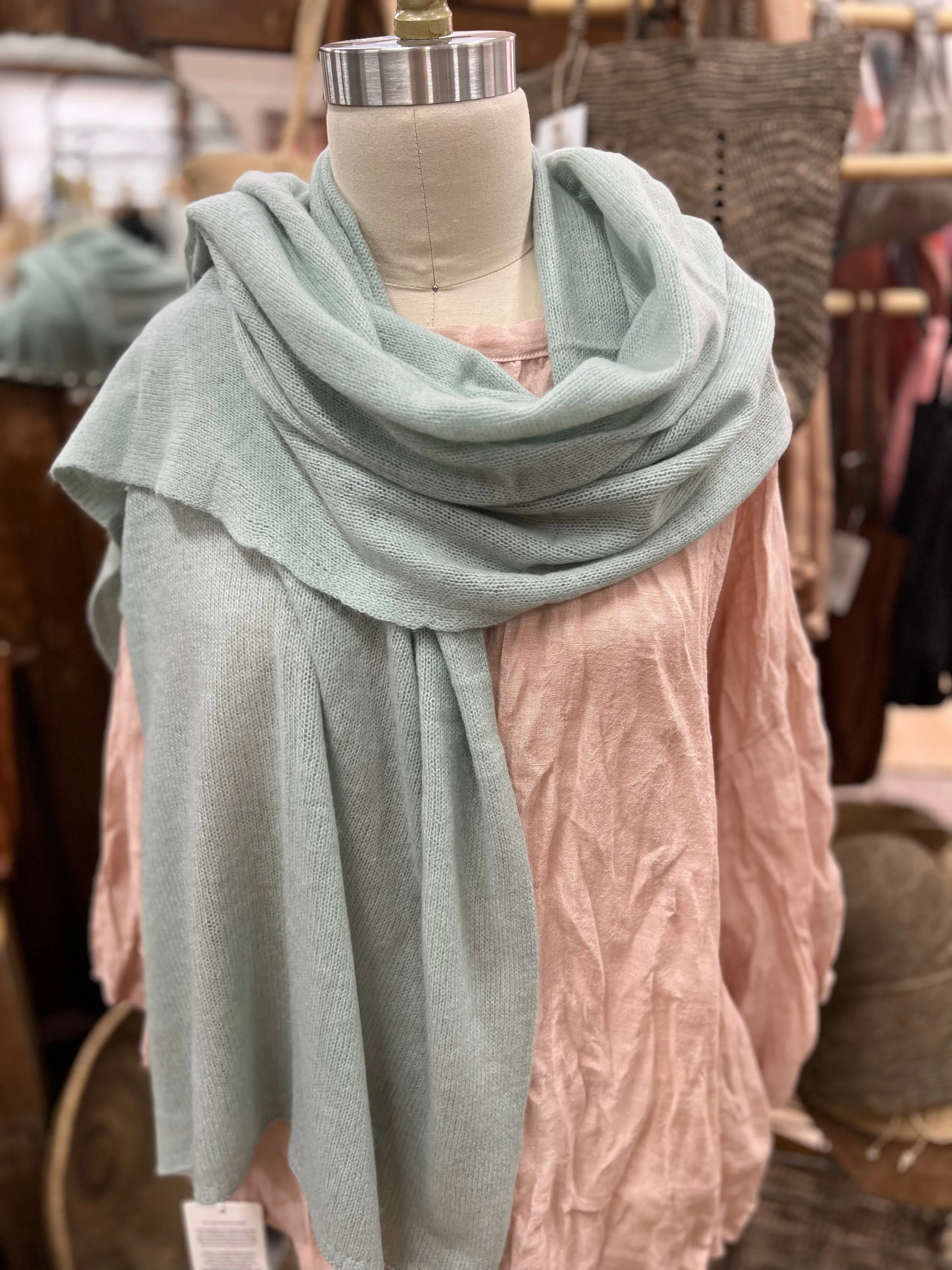 Cashmere Scarf Shawl All-in-One : Fresh Sage