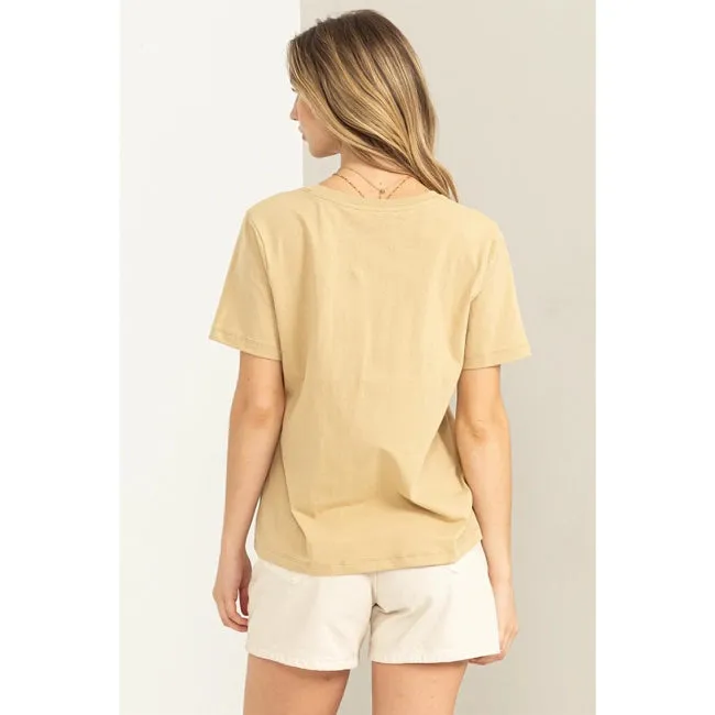 Christine V Neck Tee - Caffe