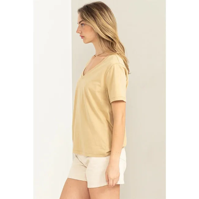 Christine V Neck Tee - Caffe