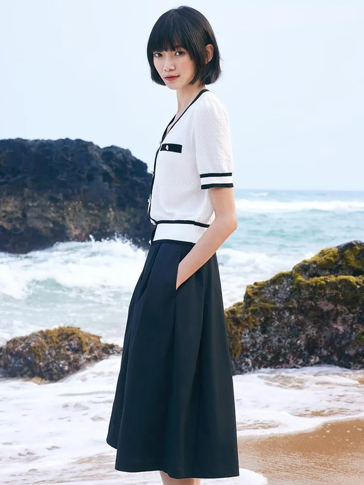 Classic Jacquard Knit Top And Half Women Skirt Two-Piece Set