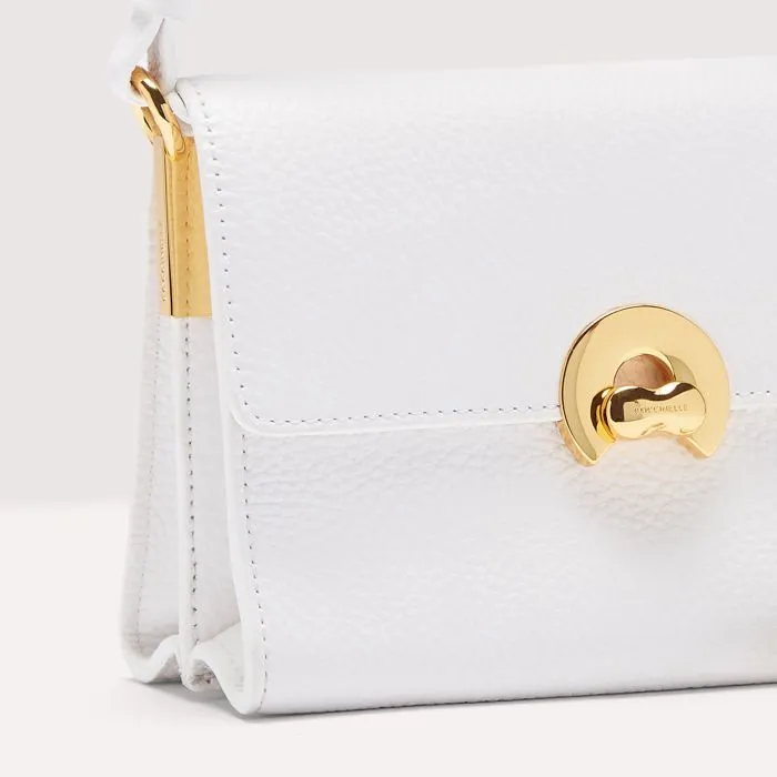 COCCINELLE BINXIE SMALL LEATHER BAG BRILLIANT WHITE