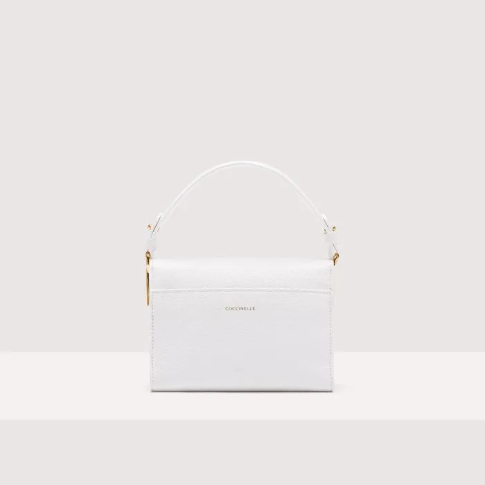 COCCINELLE BINXIE SMALL LEATHER BAG BRILLIANT WHITE