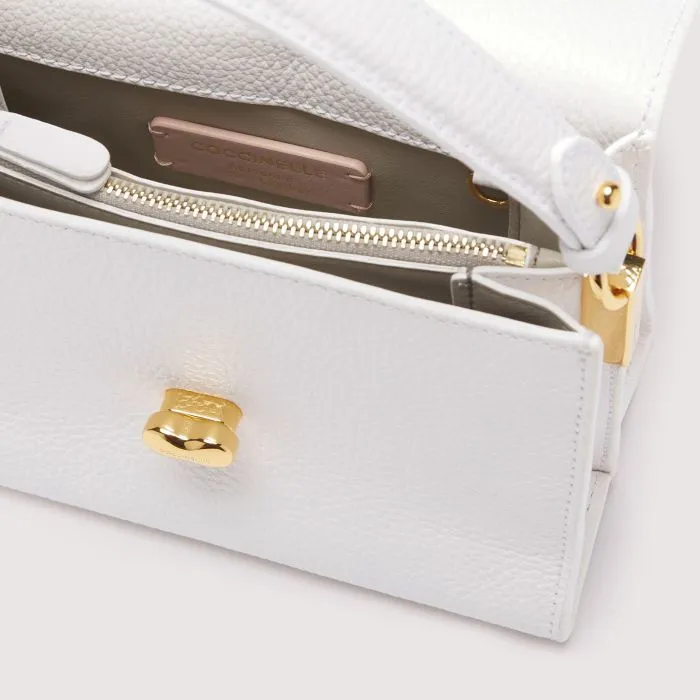 COCCINELLE BINXIE SMALL LEATHER BAG BRILLIANT WHITE