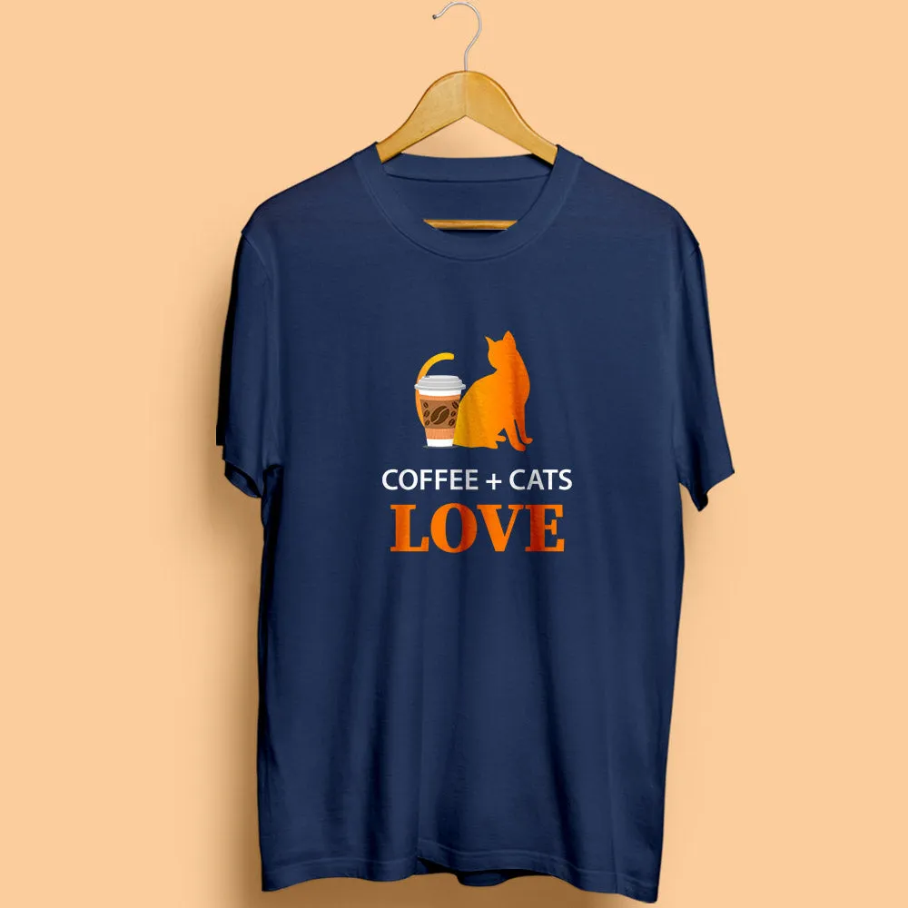 Coffee Cats Love Half Sleeve T-Shirt